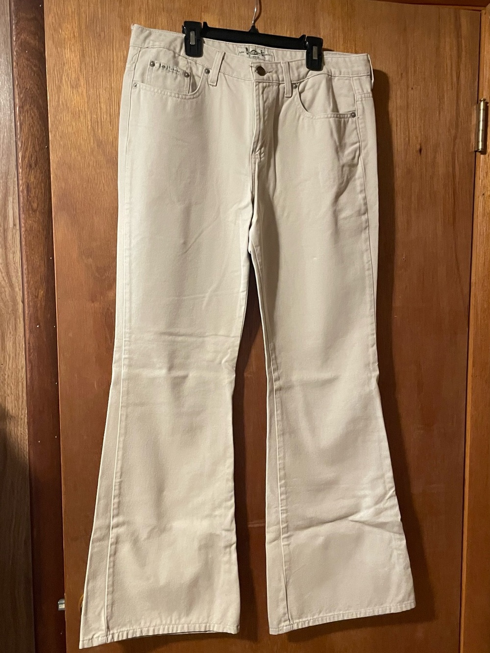 Women’s Vintage Y2K 90s lei Cream Tan Flare Pants Juniors Size 13 100% Cotton